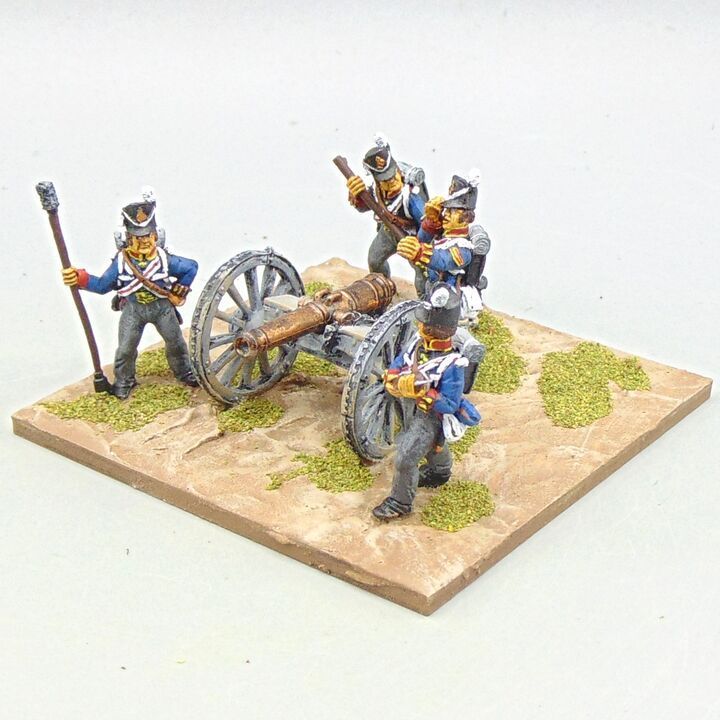 Grade C - Front Rank Miniatures - Napoleonic - British Royal Artillery Field Gun  & Crew in Belgic Shakos
