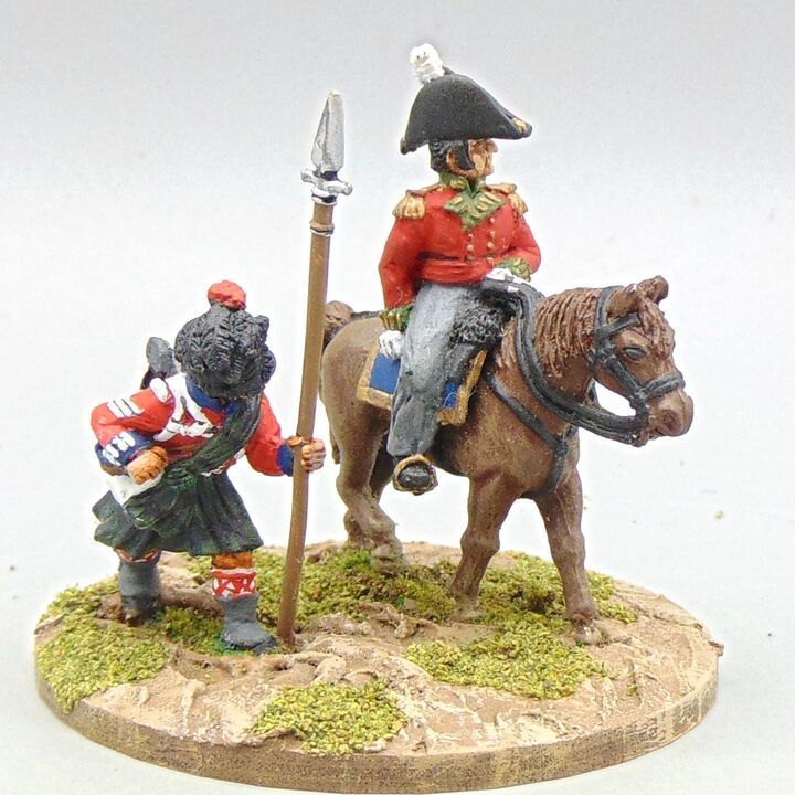 Grade D - Front Rank Miniatures - Napoleonic - Mounted British Infantry Officer & Black Watch Highland Sgt
