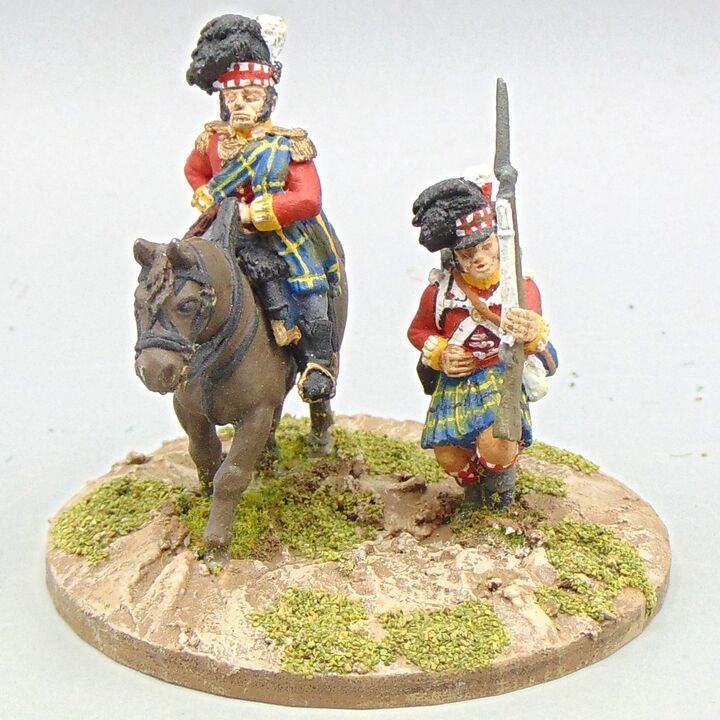 Grade D - Front Rank Miniatures - Napoleonic - Mounted British 92nd Highland Infantry Officer & Highlander