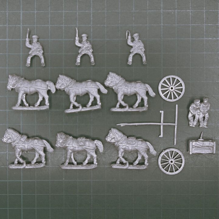 B&B Miniatures, RCW - Regular Artillery Limber, Team & Drivers