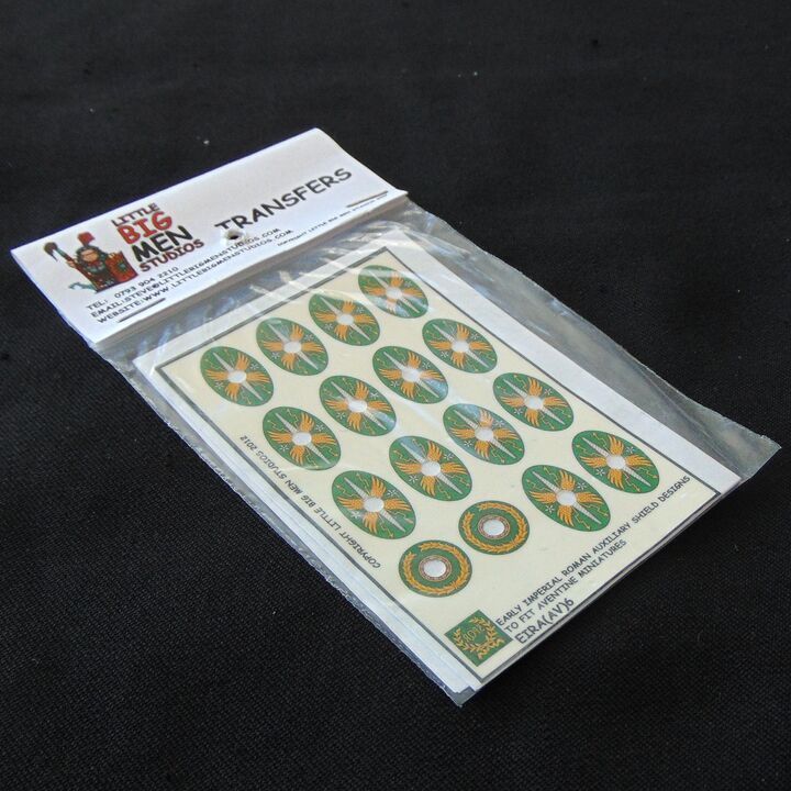 28mm, Littlebigman Studios, Early Imperial Roman:  Auxiliary Shield Transfers for Aventine Miniatures