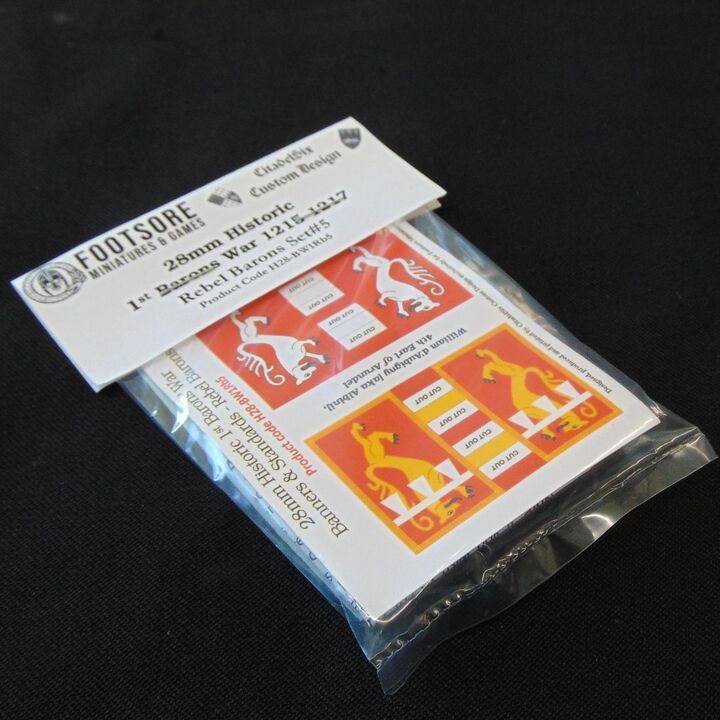 28mm, CitadelSix Custom Design, Medieval Barons War 1215-1217: Rebel Barons Flags & Shield Transfers