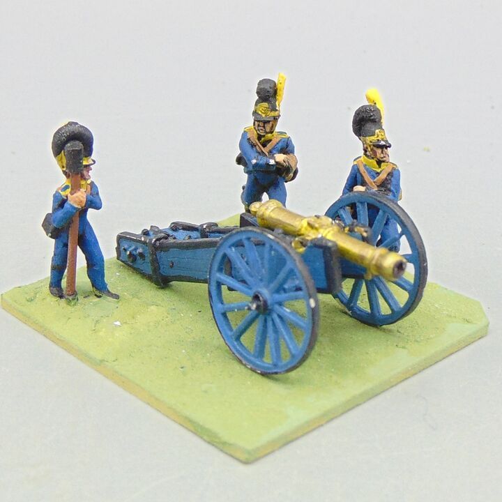 Grade D - Minifigs - Napoleonic - Swedish Field Gun & Foot Artillery Crew in Helmets