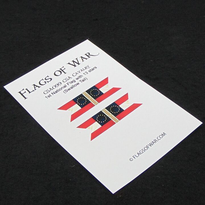 28mm, Flags of War, ACW: Confederate - Cavalry Swallow Tail, 1st National Flags with 13 stars
