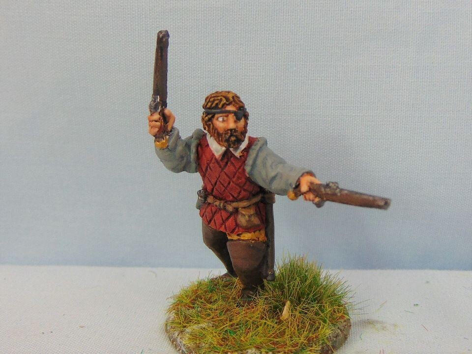 Dismounted Veteran Reiver, or Broken Man, with Eye Patch & Brace of Daggs