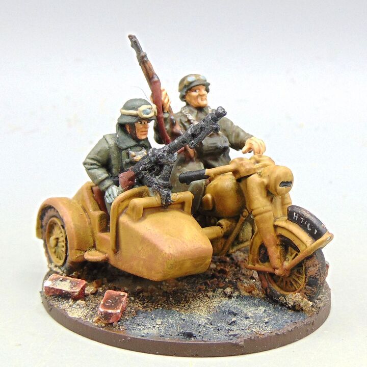 Grade B - Warlord Games - WW2, Battle for Berlin - German Feldgendarmerie Motorcycle Combination
