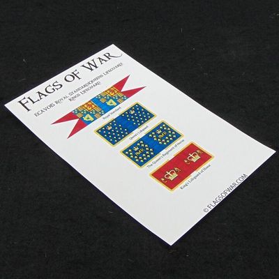 28mm, Flags of War, ECW: Royal Standard & Royal Regiments of Horse Cornets 28mm, Flags of War, ECW: Royal Standard & Royal Regiments of Horse Cornets
