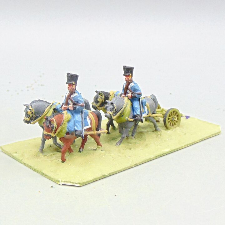Grade D - Minifigs - Napoleonic - French Artillery Limber, Team & Drivers Grade D - Minifigs - Napoleonic - French Artillery Limber, Team & Drivers
