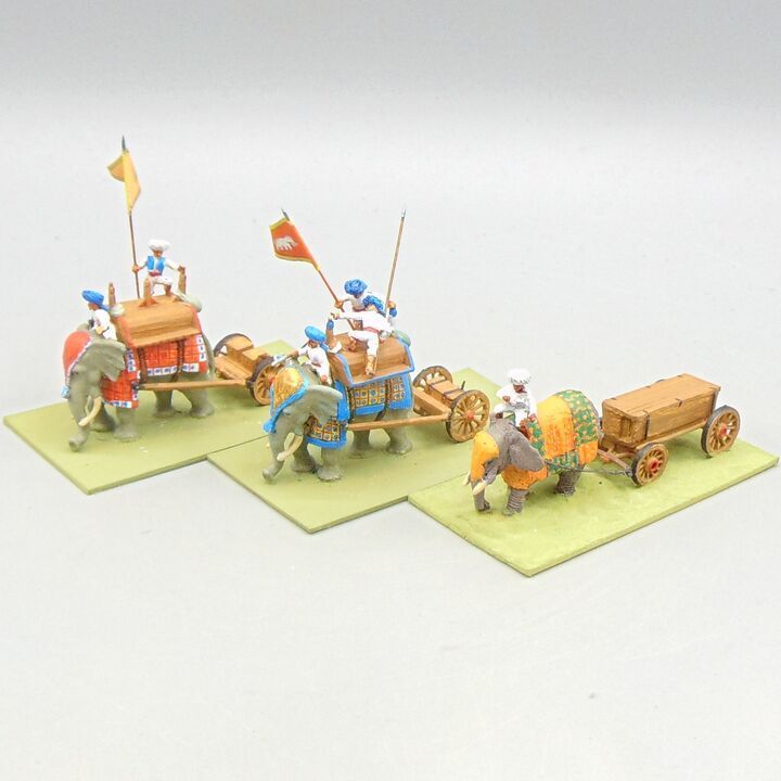 Grade D - Minifigs/Unidentified - C18th India - Maratha Elephant Drawn Artillery Limbers & Caisson