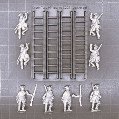 Cranntara Miniatures, Mid - Late C18th - Storming Party with Ladders Cranntara Miniatures, Mid - Late C18th - Storming Party with Ladders