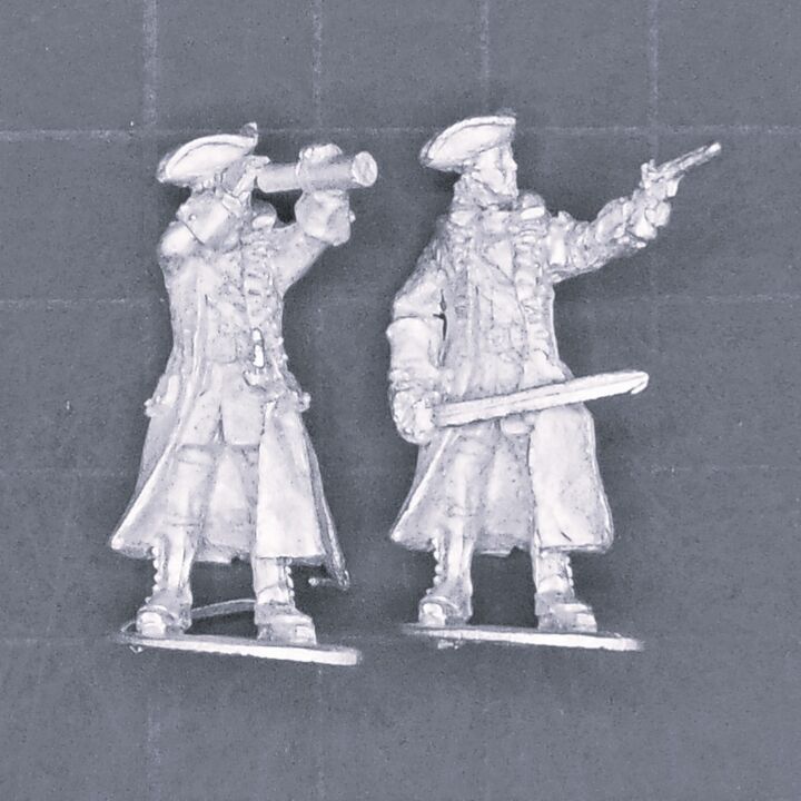 Cranntara Miniatures, Mid C18th - Generic Officers in Overcoats