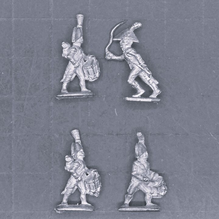 Minifigs, Napoleonic - Early French Infantry Drummers & Officer Minifigs, Napoleonic - Early French Infantry Drummers & Officer