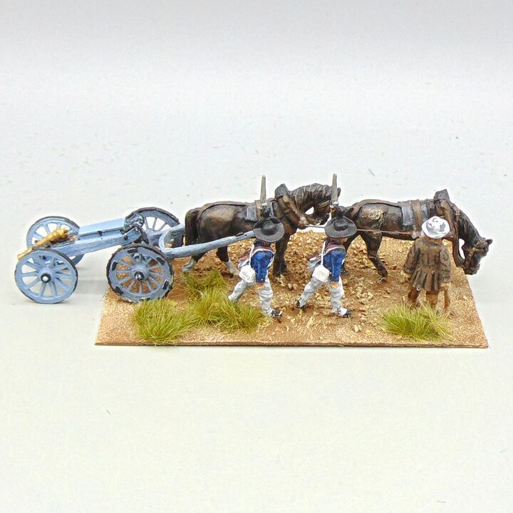 Grade D - Perry Miniatures - AWI - British Artillery Limber, Team, Field Gun & Drivers