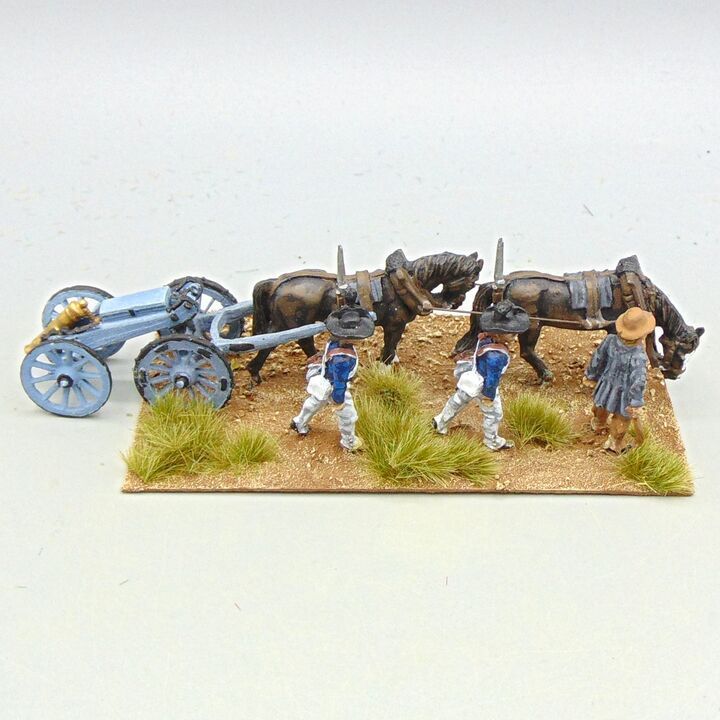 Grade D - Perry Miniatures - AWI - British Artillery Limber, Team, Field Gun & Drivers