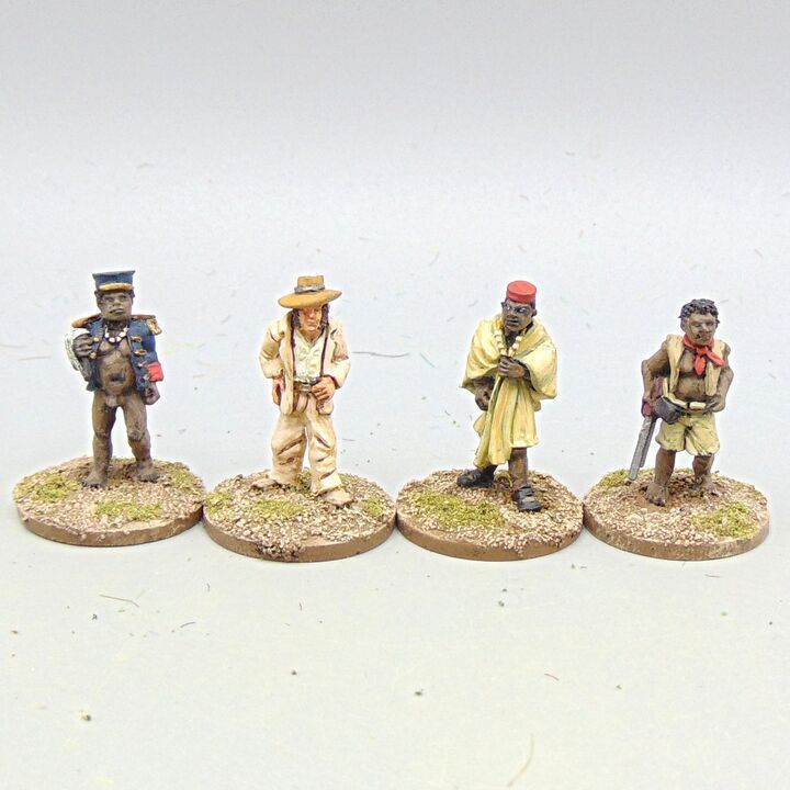 Grade C - Dixon Miniatures - Colonial Africa - King Behanzin with European Trader & Characters Grade C - Dixon Miniatures - Colonial Africa - King Behanzin with European Trader & Characters