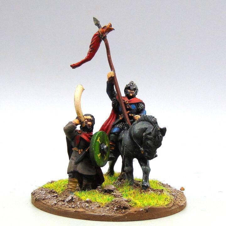Grade C - West Wind Productions - Early Saxon - Mounted Standard Bearer with Hornist Grade C - West Wind Productions - Early Saxon - Mounted Standard Bearer with Hornist
