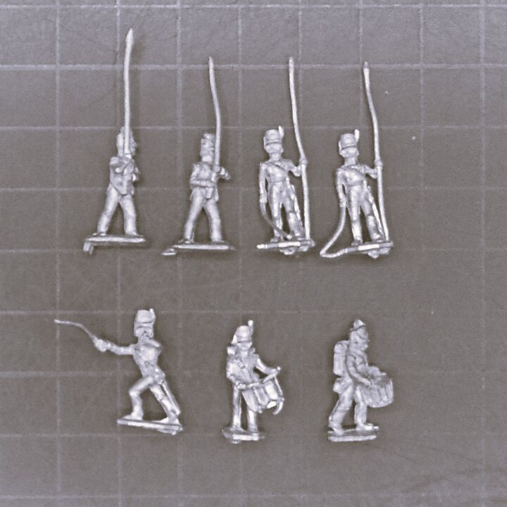 Minifigs, Napoleonic: British Line Infantry Command in Belgic Shakos Minifigs, Napoleonic: British Line Infantry Command in Belgic Shakos