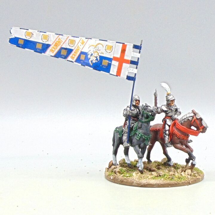 Grade D - Perry Miniatures - WOTR - Mounted Lancastrian Command - Henry Beaufort, Duke of Somerset, with Standard Bearer Grade D - Perry Miniatures - WOTR - Mounted Lancastrian Command - Henry Beaufort, Duke of Somerset, with Standard Bearer