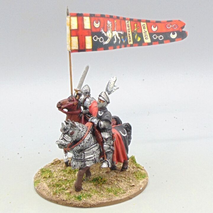 Grade D - Perry Miniatures - WOTR - Mounted Lancastrian Command - Earl of Northumberland, with Standard Bearer