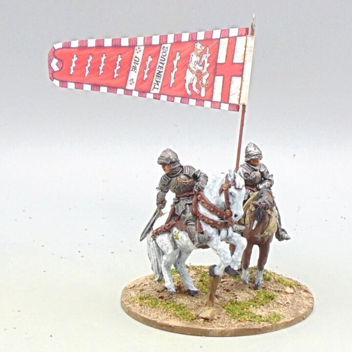 Grade D - Perry Miniatures - WOTR - Mounted Command - Earl of Warwick with Standard Bearer Grade D - Perry Miniatures - WOTR - Mounted Command - Earl of Warwick with Standard Bearer