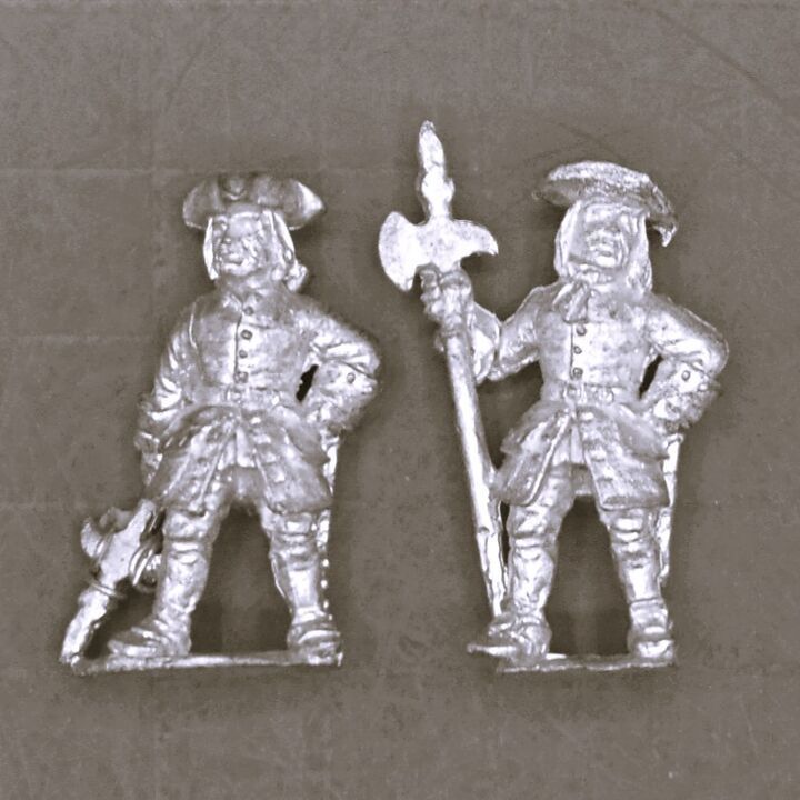 Wargames Foundry, Late C17th/WSS/GNW: Infantry NCO's in Mixed Headgear Wargames Foundry, Late C17th/WSS/GNW: Infantry NCO's in Mixed Headgear