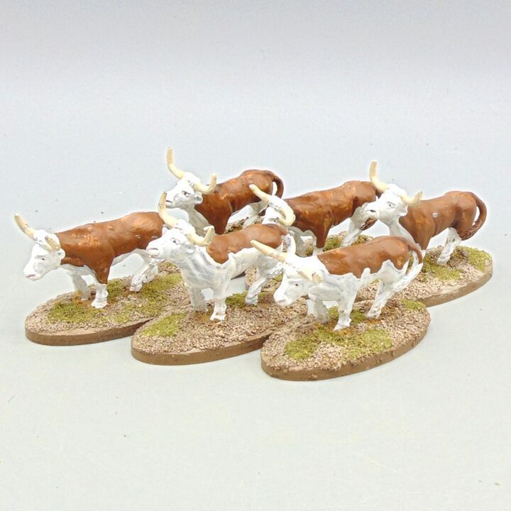 Grade D - Dixon Miniatures - Wild West - Long Horn Cattle