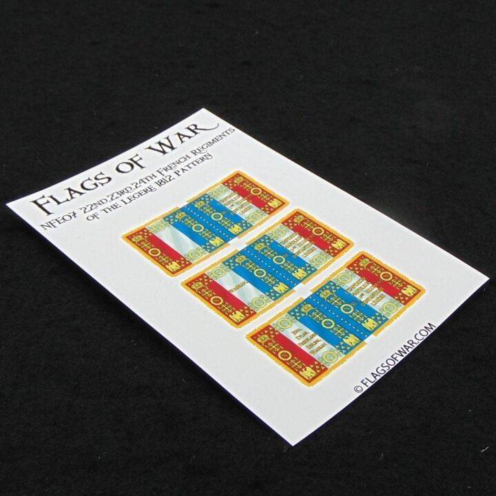 28mm, Flags of War, Napoleonic: French 22nd, 23rd & 24th Legere Flags, 1812 Pattern 28mm, Flags of War, Napoleonic: French 22nd, 23rd & 24th Legere Flags, 1812 Pattern