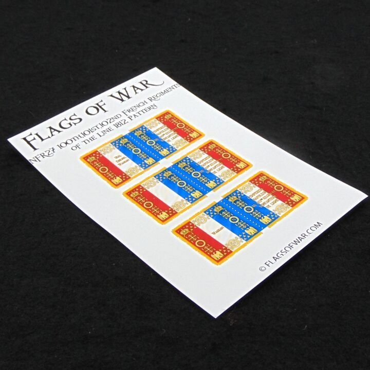 28mm, Flags of War, Napoleonic: French 100th, 101st & 102nd Ligne Flags, 1812 Pattern 28mm, Flags of War, Napoleonic: French 100th, 101st & 102nd Ligne Flags, 1812 Pattern
