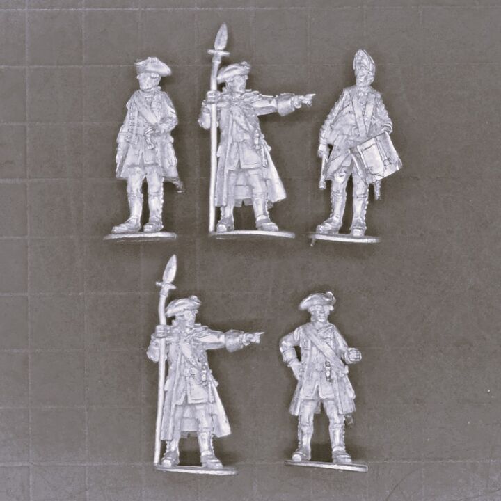 Cranntara Miniatures, Mid C18th - British Infantry Command, Standing Cranntara Miniatures, Mid C18th - British Infantry Command, Standing