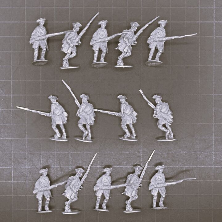 Cranntara Miniatures, Mid C18th - French Fusiliers, Charging Cranntara Miniatures, Mid C18th - French Fusiliers, Charging