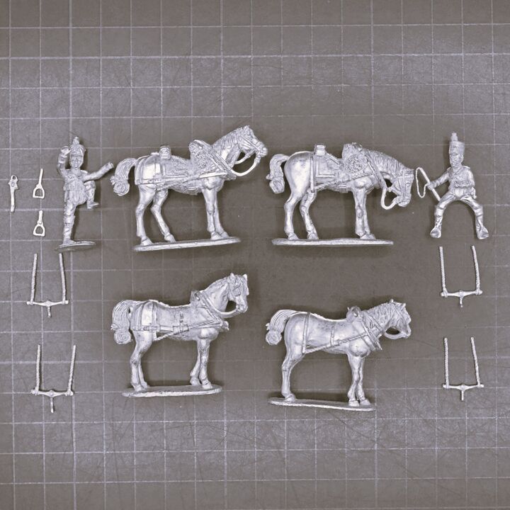 Unidentified Manufacturer, Napoleonic - Standing Artillery Draught Horses with Driver