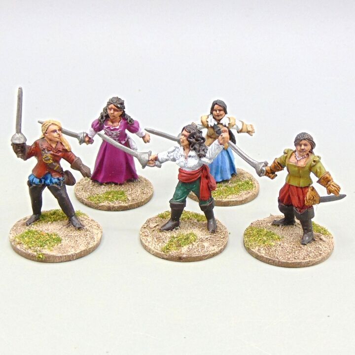 Grade D - Brigade Games Miniatures - C17th/18th - Swashbuckling Swordswomen Grade D - Brigade Games Miniatures - C17th/18th - Swashbuckling Swordswomen
