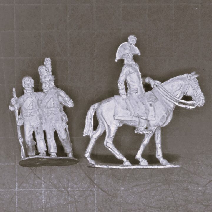 Forgotten Glorious Miniatures, Napoleonic: Early Prussian Infantry Mounted Colonel & Walking Wounded - Possibly Out of Production Forgotten Glorious Miniatures, Napoleonic: Early Prussian Infantry Mounted Colonel & Walking Wounded - Possibly Out of Production