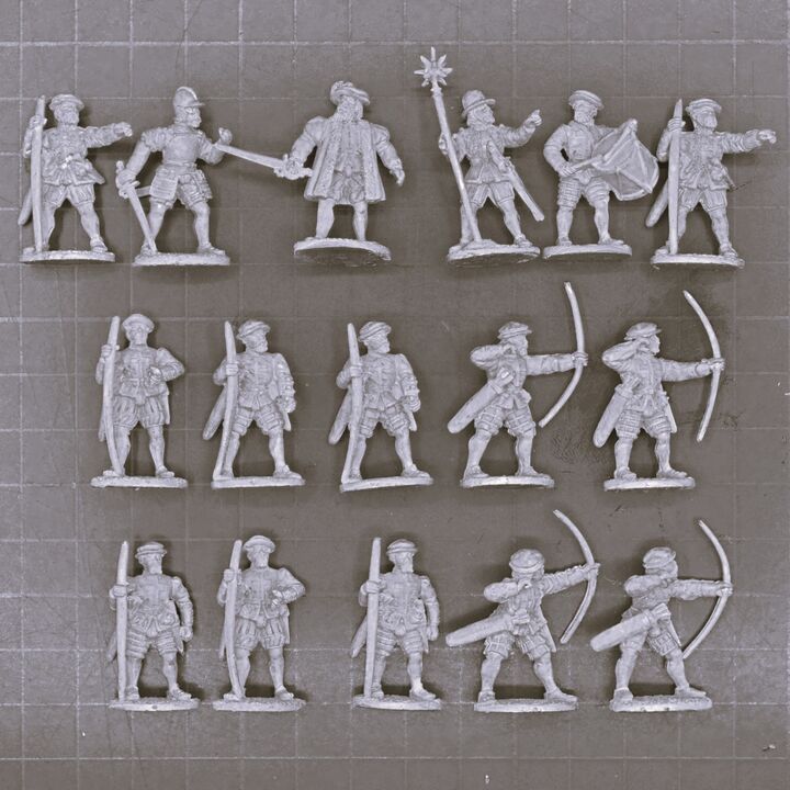 The Assault Group, Renaissance: Tudor English Border Or Militia Archer Unit, Standing & Shooting The Assault Group, Renaissance: Tudor English Border Or Militia Archer Unit, Standing & Shooting