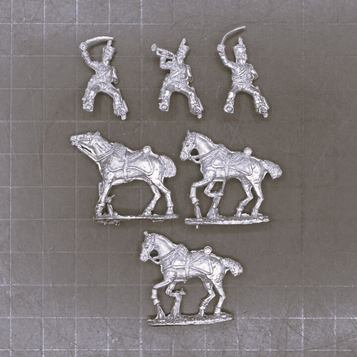 Newline Designs, Napoleonic - British Light Dragoon Command in Shakos Newline Designs, Napoleonic - British Light Dragoon Command in Shakos