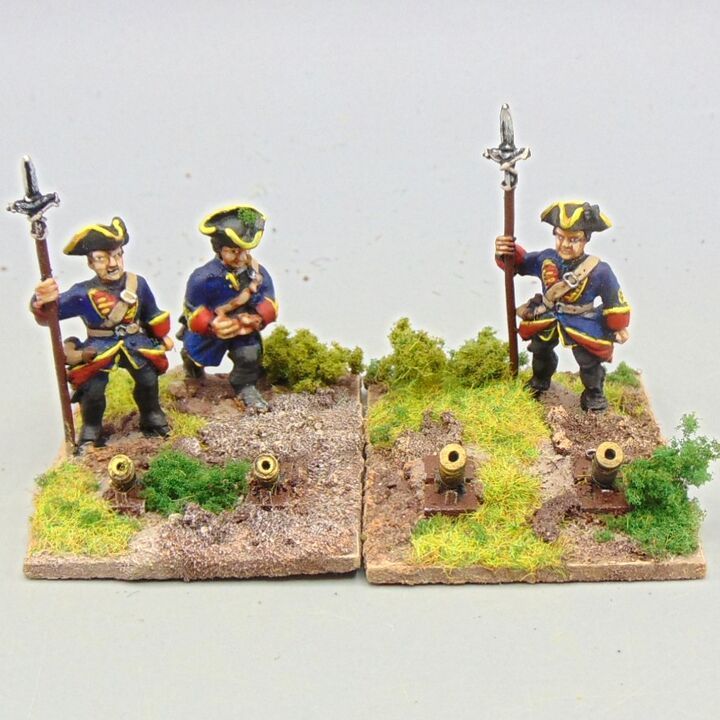 Grade C - Front Rank Miniatures - SYW - British Coehorn Mortars & Crew Grade C - Front Rank Miniatures - SYW - British Coehorn Mortars & Crew