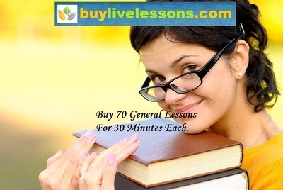 BUY 70 GENERAL LIVE ONLINE LESSONS FOR 30 MINUTES EACH.