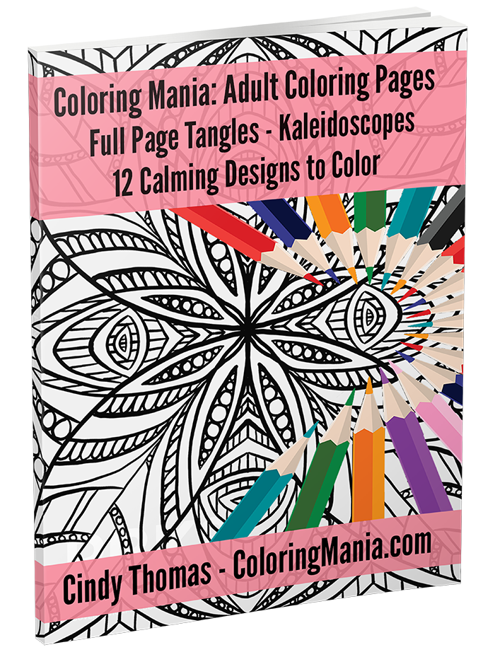 Printable Coloring Pages - 12 Calming Designs to Color: Full Page Tangles, Kaleidoscopes – PDF