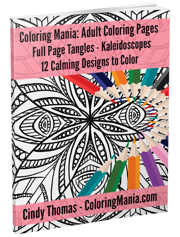 Printable Coloring Pages - 12 Calming Designs to Color: Full Page Tangles, Kaleidoscopes – PDF