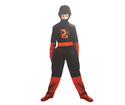 Kostüm Ninja, Junge Schwarz Rot in 110
