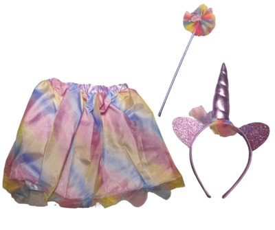 Kostüm Einhorn, Mädchen Regenbogenfarben Einheitsgröße ab 3 Jahren