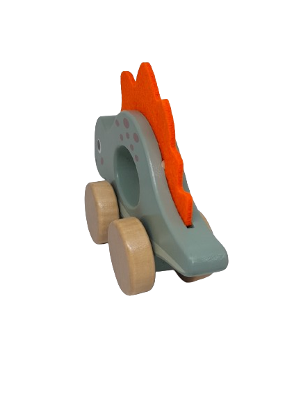 Holz Dino mit Rädern in grün ca, 15cm