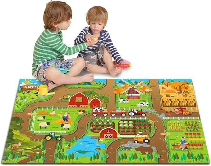 Spielmatte Autoteppich Bauernhof 120 cm x 80 cm