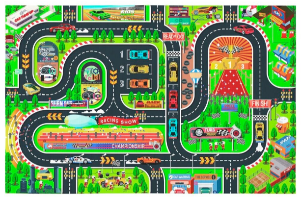 Spielmatte Autoteppich  Rennstrecke 120 cm x 80 cm