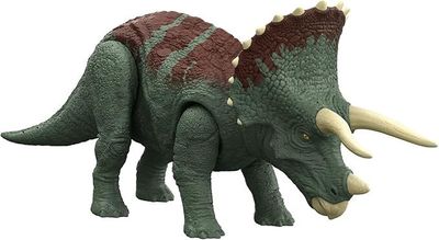 Mattel Jurassic World Roar Strikers Triceratops – Actionfigur mit Brüllsound & Stoß-Attacke