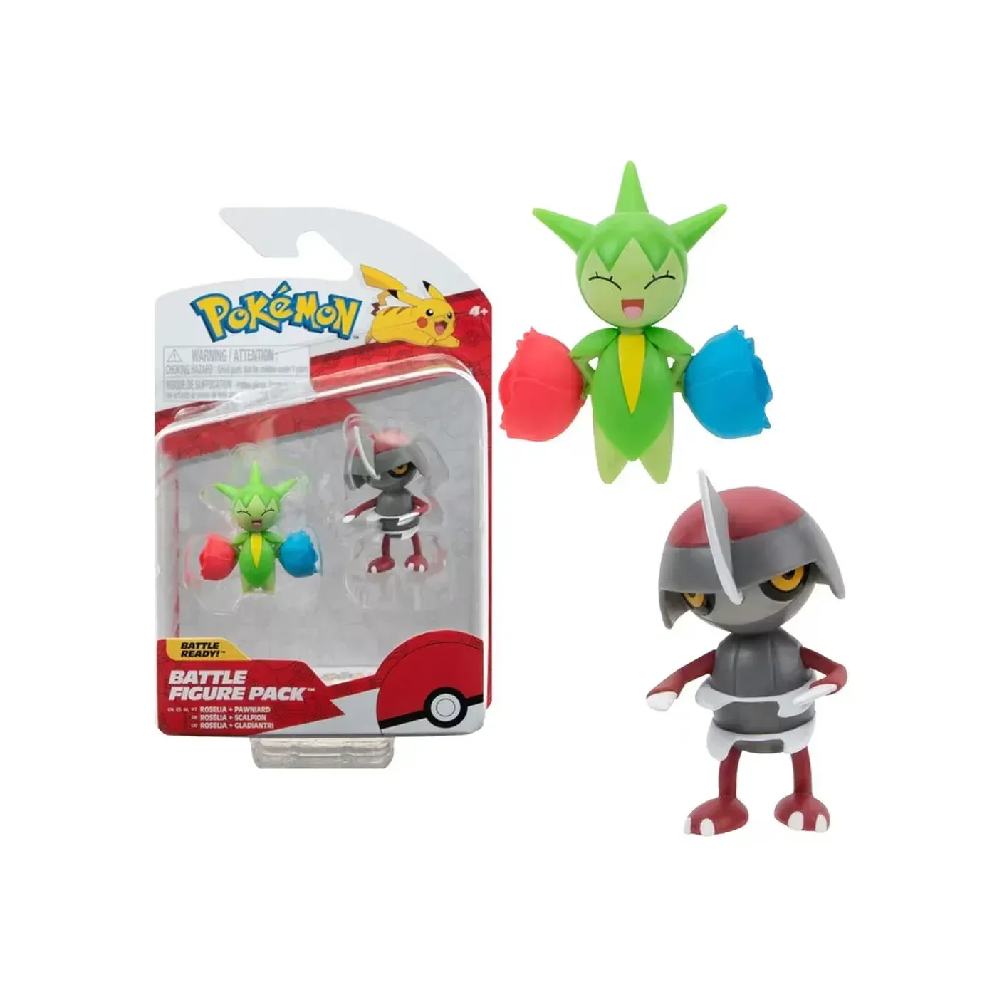 Pokémon Battle Figure Pack – Roselia & Pawniard (2er-Set, ca. 5 cm, Jazwares)
