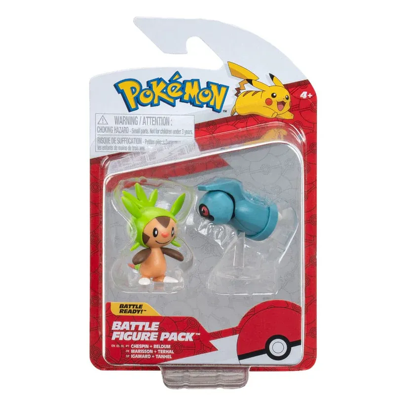 Pokémon Battle Figure Pack – Chespin & Beldum (2er-Set, ca. 5 cm, lizenziert)