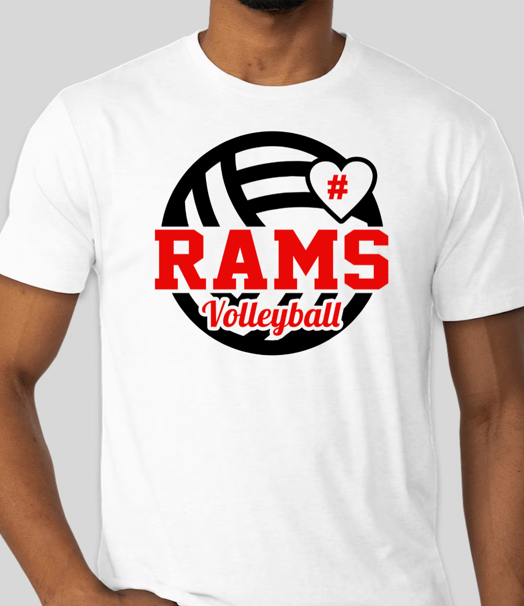 Customizable Rams Volleyball Shirt (add athlete number on front)