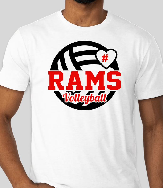 Customizable Rams Volleyball Shirt (add athlete number on front)