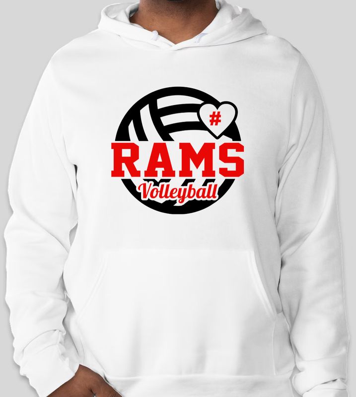 Customizable Rams Volleyball Hoodie (add athlete number on front)